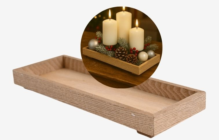 Podnos drevený prírodný 2 x 11 x 30 cm