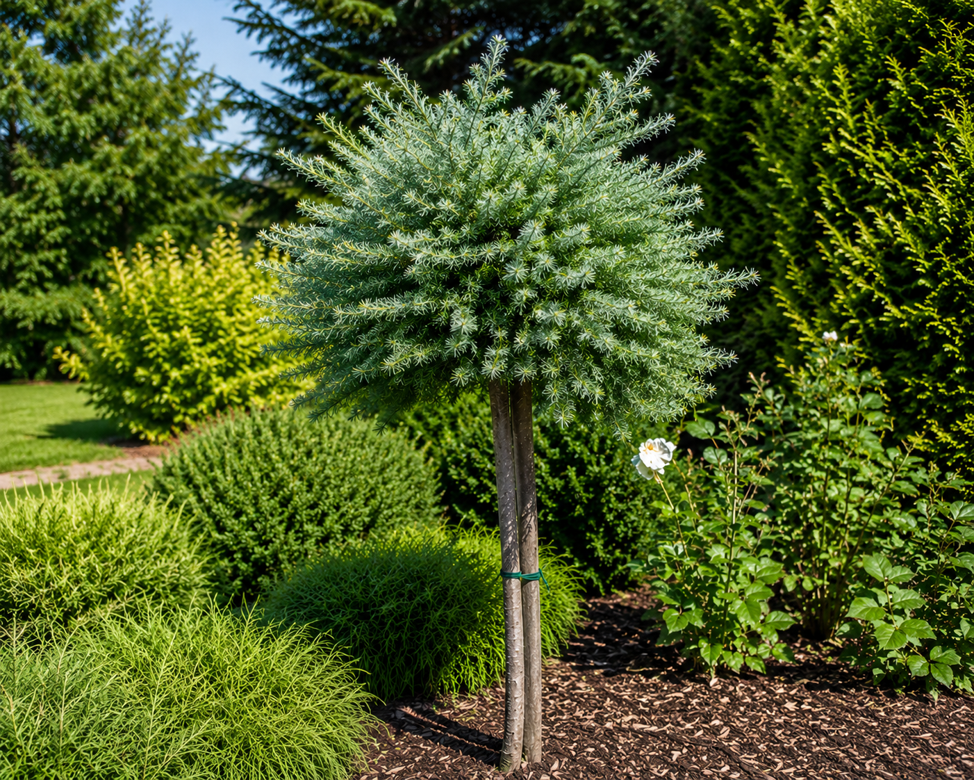 Smrekovec japonský Blue Dwarf na 110-120 cm kmienku, výška 130-140 cm, kvetináč 5 l