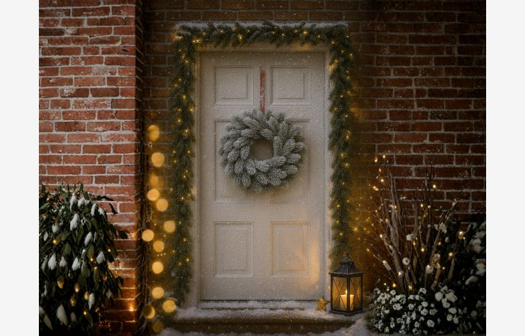 Veniec 3D zelený poprašený 35 cm