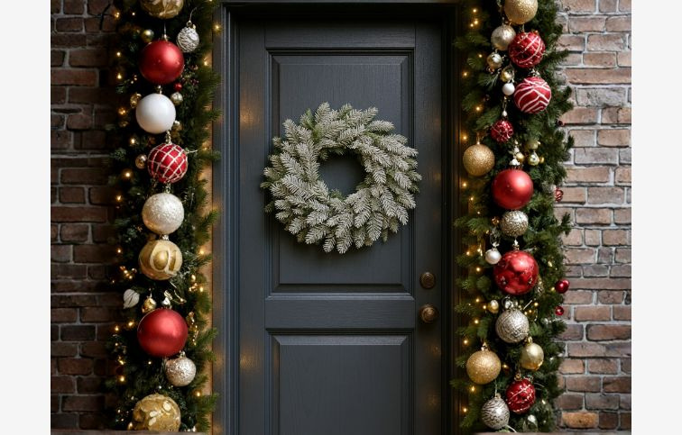 Veniec zelený zasnežený 55 cm