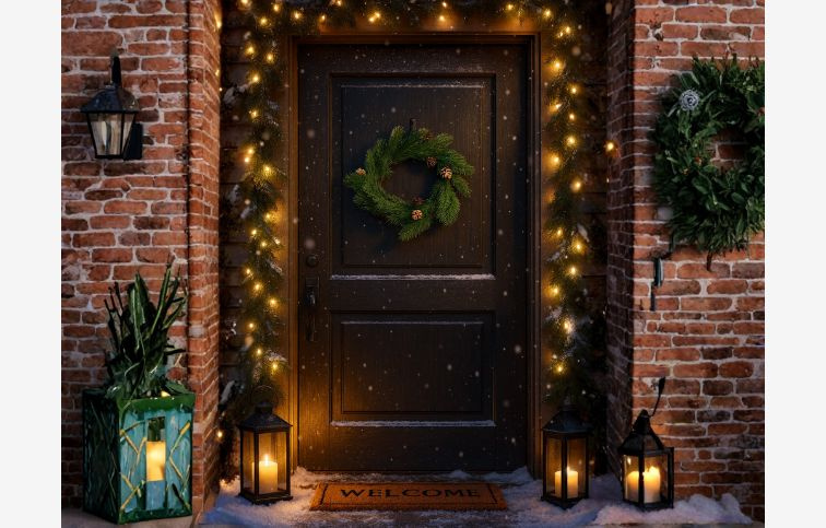 Veniec 3D so šiškami zelený 30 cm