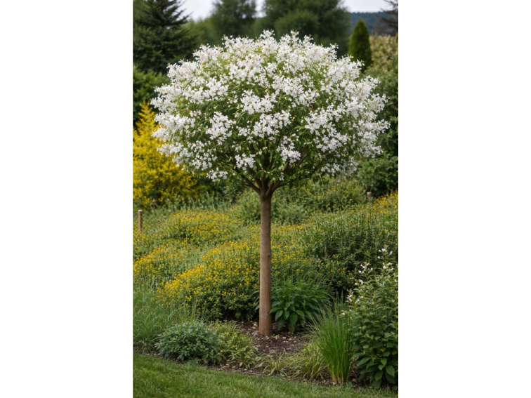 Orgován perzský Alba na 70 cm kmienku, výška 100-130, kvetináč 26 cm