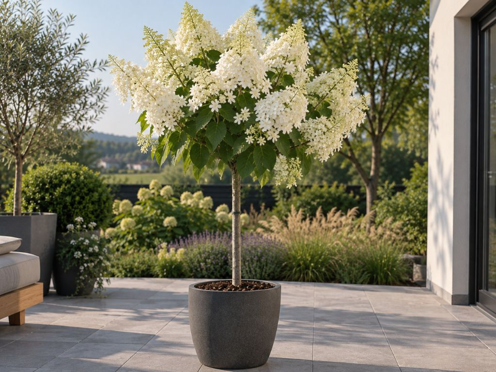 Hortenzia metlinatá Levana na 90-100 cm kmienku, výška 130-150 cm, kvetináč 5-7,5 l
