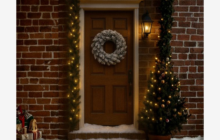 Veniec zelený zasnežený 35 cm