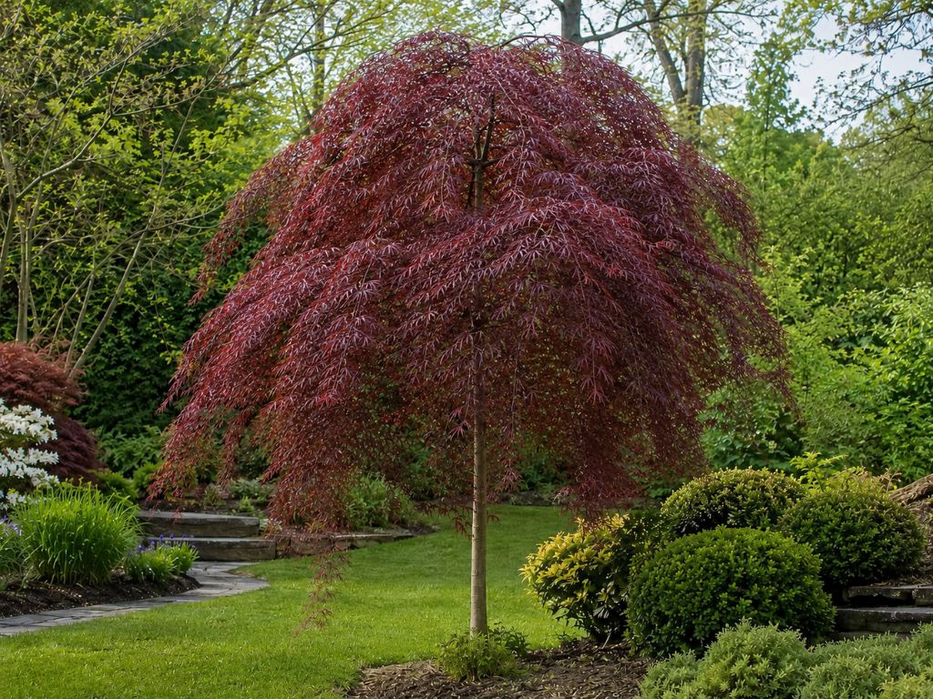 Javor dlaňovitolistý Red Tower na 200-220 cm kmienku, výška 240-260 cm, kvetináč 15 l