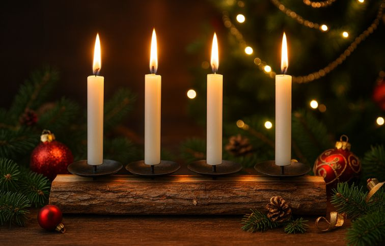 Svietnik adventný drevený 6 x 36 cm