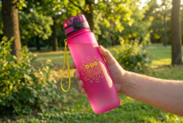 Láhev matná 600 ml tmavě růžová