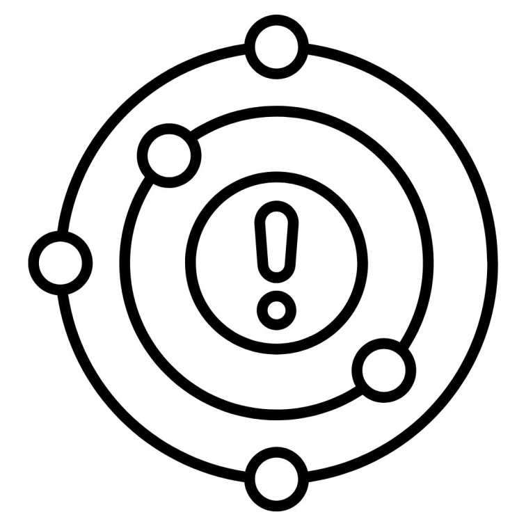 Schématická ikona atomu se spárovanými a nespárovanými elektrony znázorňující strukturu volného radikálu.