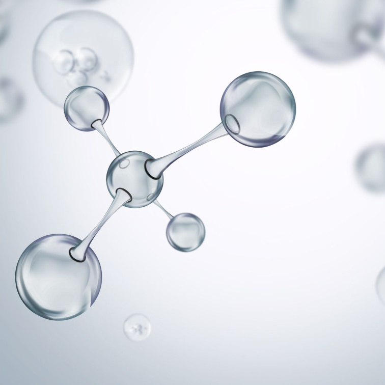 molekula kolagenu na šedém pozadí