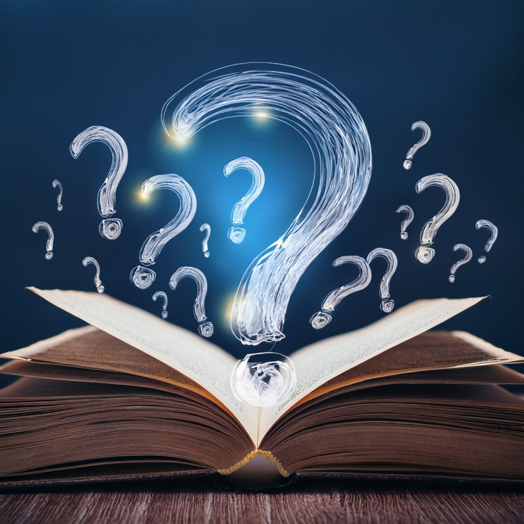 kniha s pomyslnými otazníky