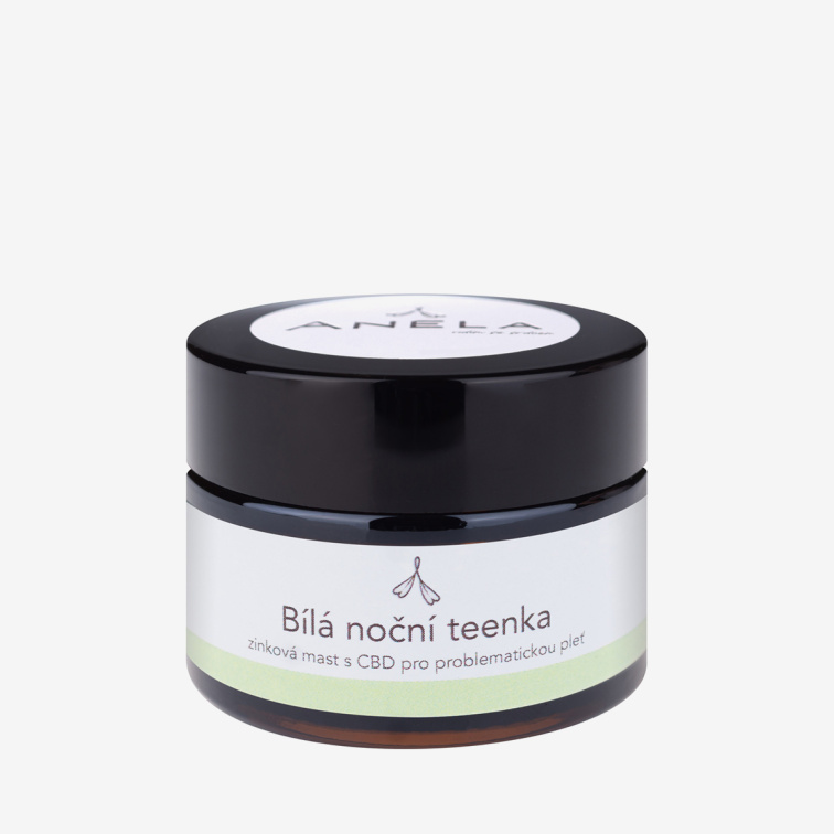 CBD zinkový krém na akné či ekzém: Bílá noční teenka