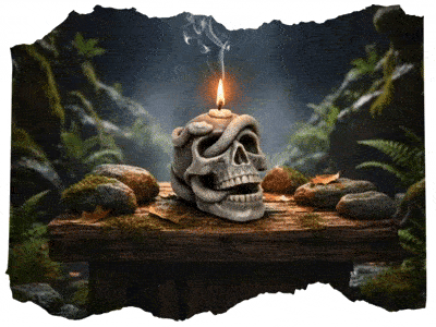 Lebka s hadem svíčka