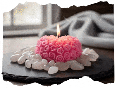 Srdíčko s růžemi svíčka