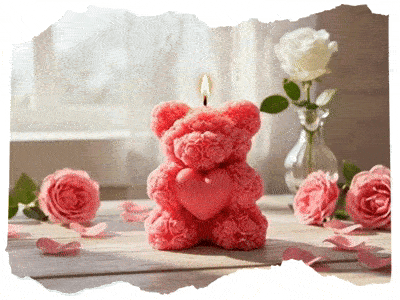 Medvěd z růžiček svíčka