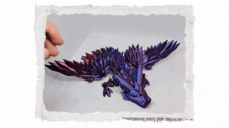 3D krystalový drak s křídly