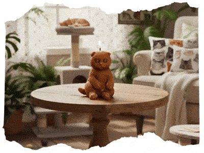 Sedící kočka svíčka