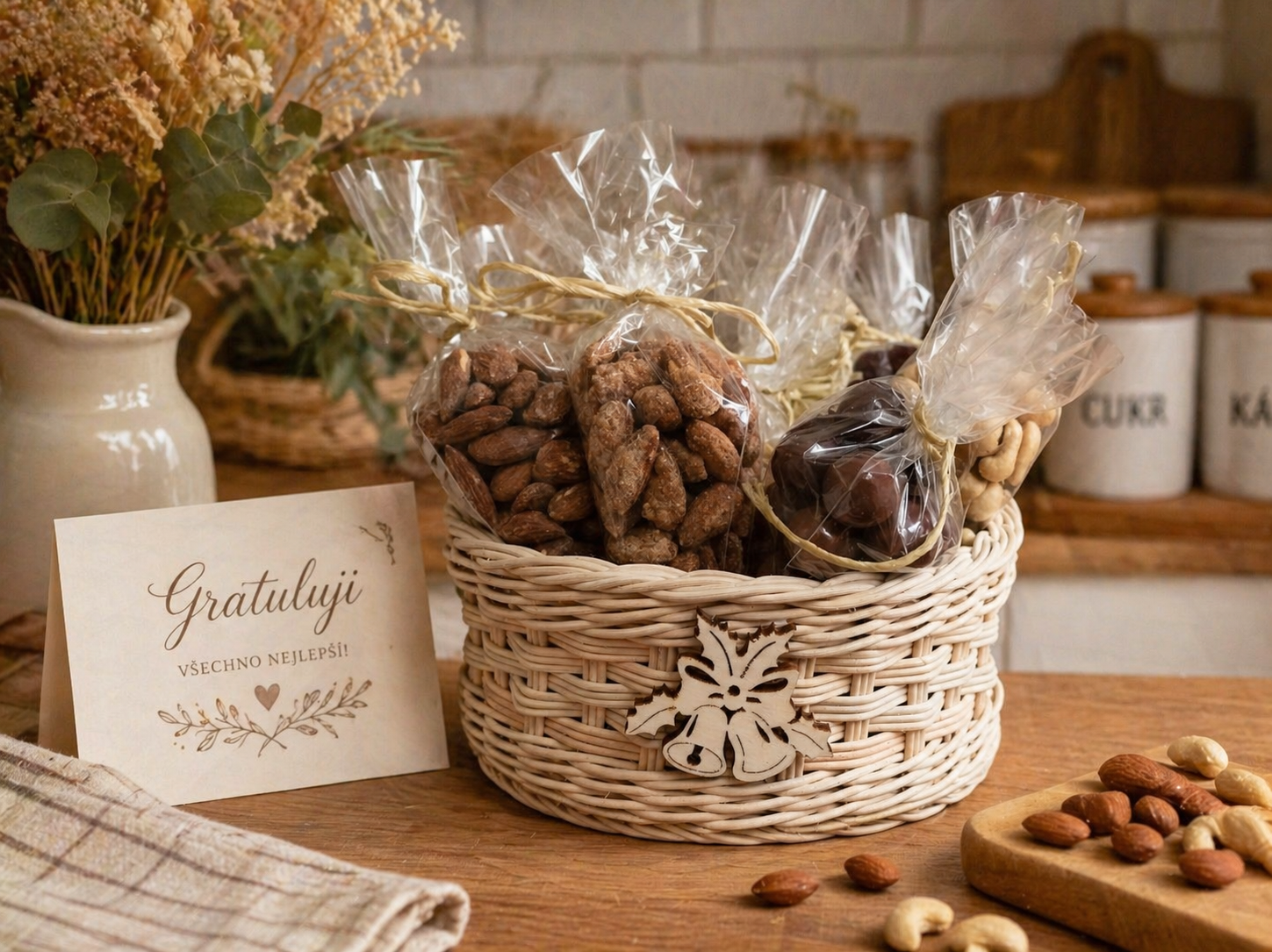 Košík s přírodním provázkem