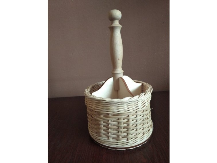 Košík na příbory s tyčkou -přírodní