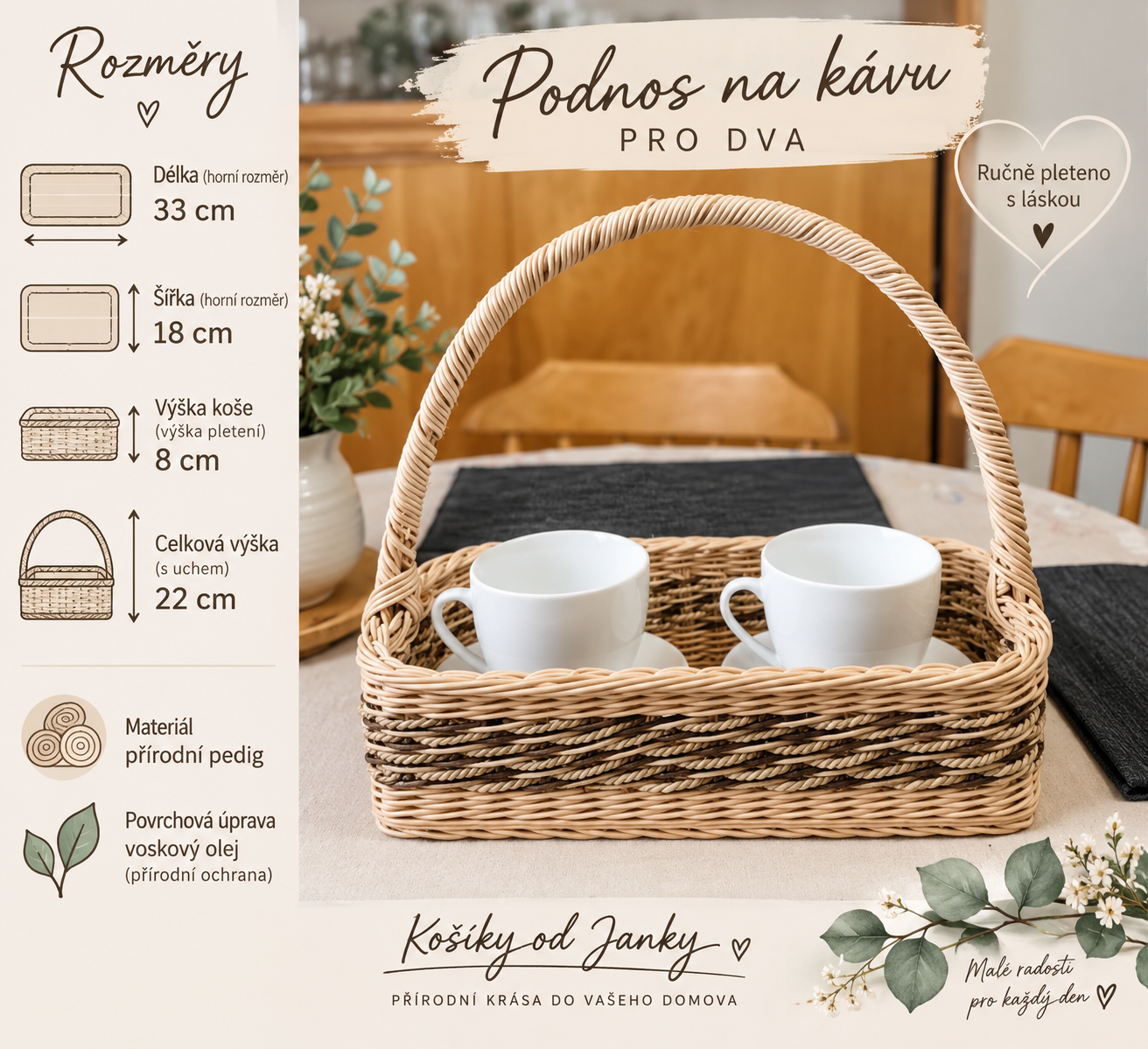 Podnos na kávu -trojkombinace
