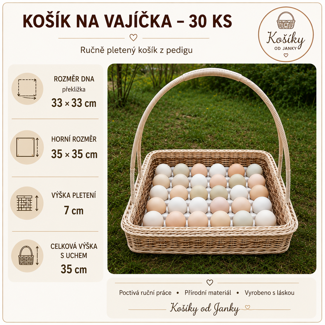 Košík na vajíčka – 30 ks / servírovací podnos