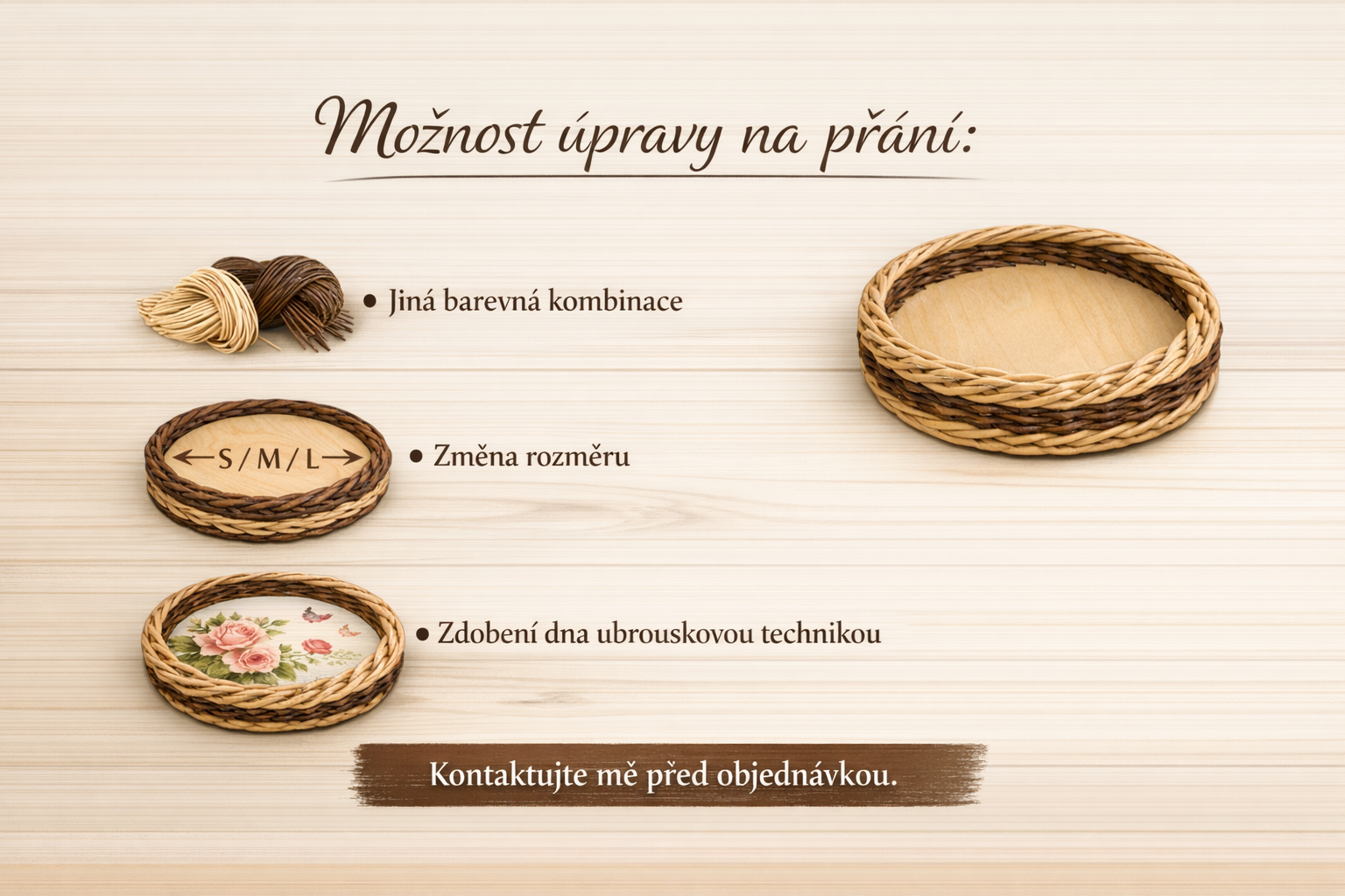 Dárkový košík s barevným provázkem