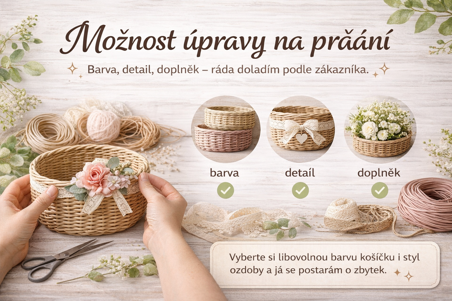 Košík na příbory-modrá páska