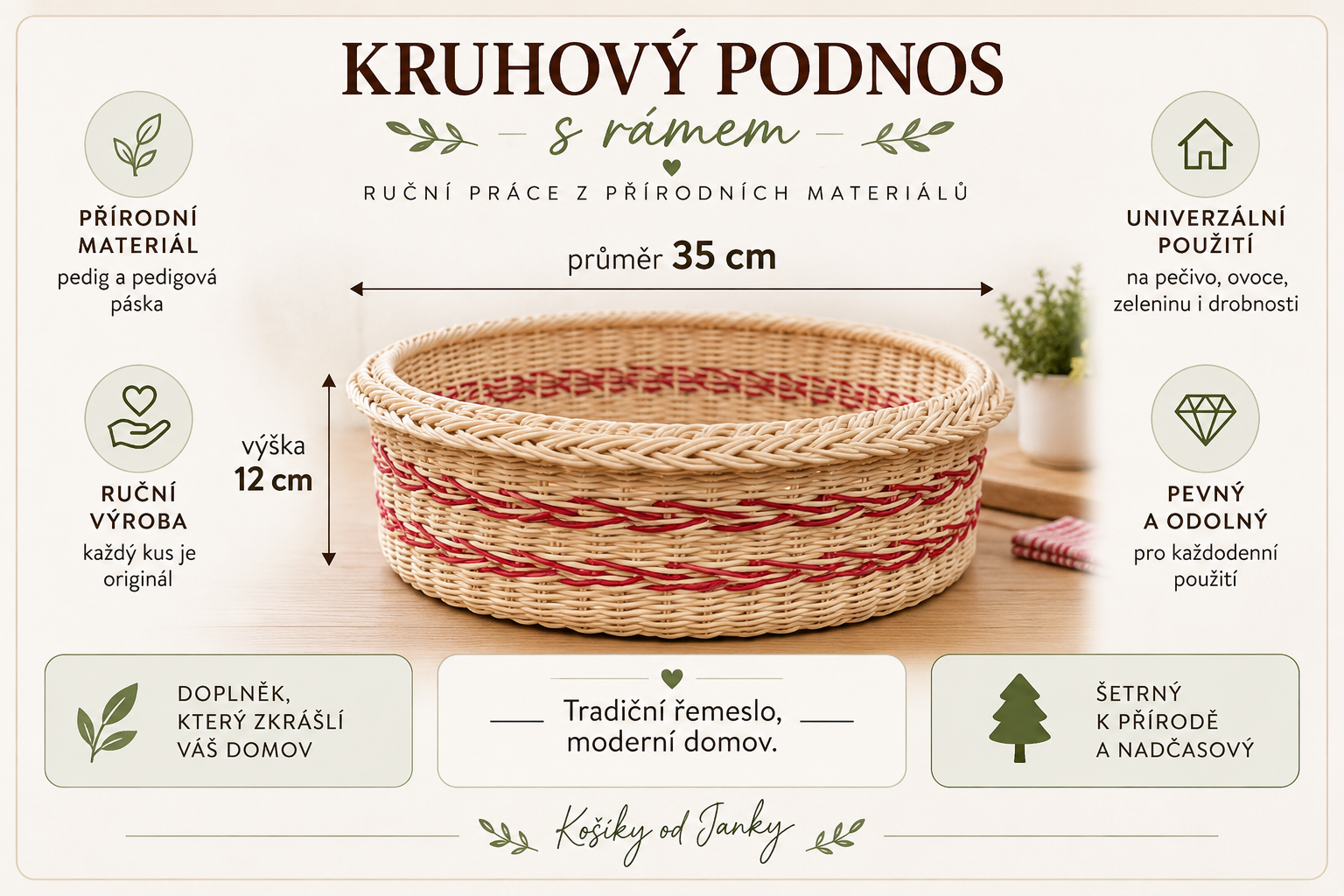 Kruhový podnos s rámem