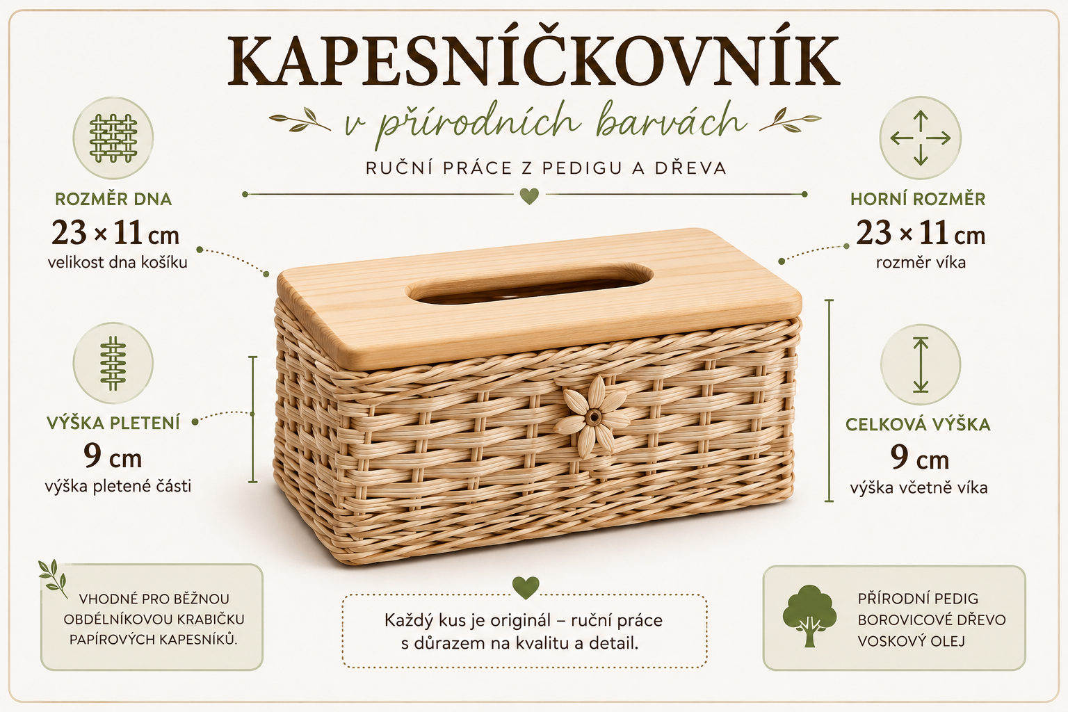Kapesníčkovník v přírodním provedení