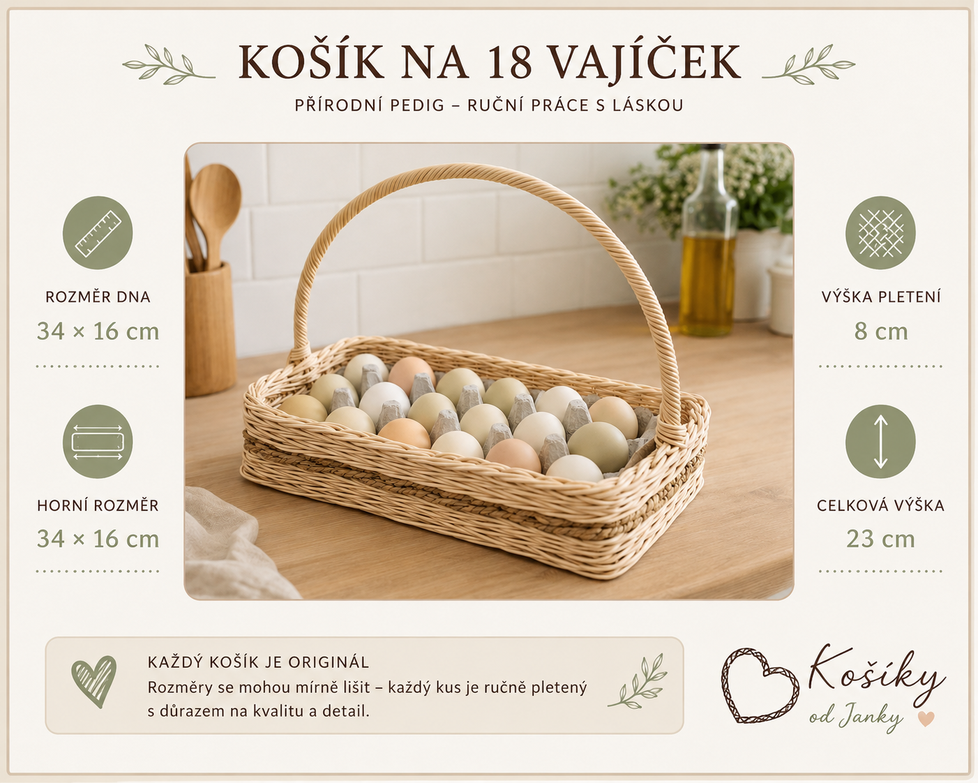 Košík na vajíčka – 18 ks