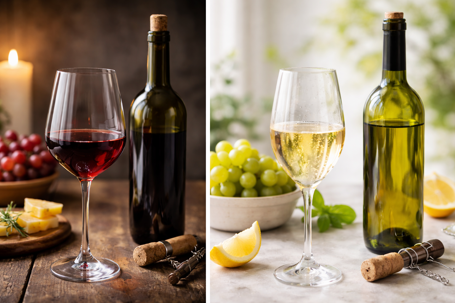Červené a bílé víno