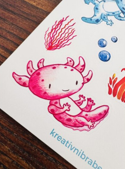 Samolepky - Sada Axolotl 2 ks
