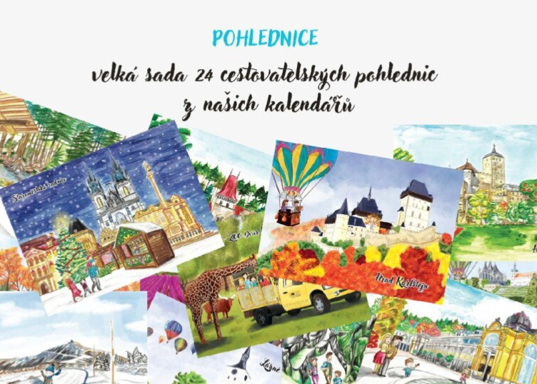 Sada pohlednic - Cestujeme po Česku - 24 kusů