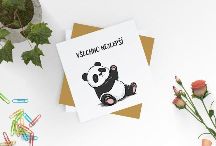 Přáníčko k narozeninám a svátku - panda