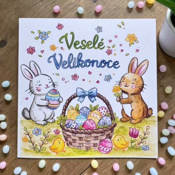 Přáníčko k Velikonocům - zajíčci