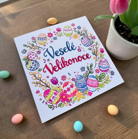 Přáníčko k Velikonocům - věneček