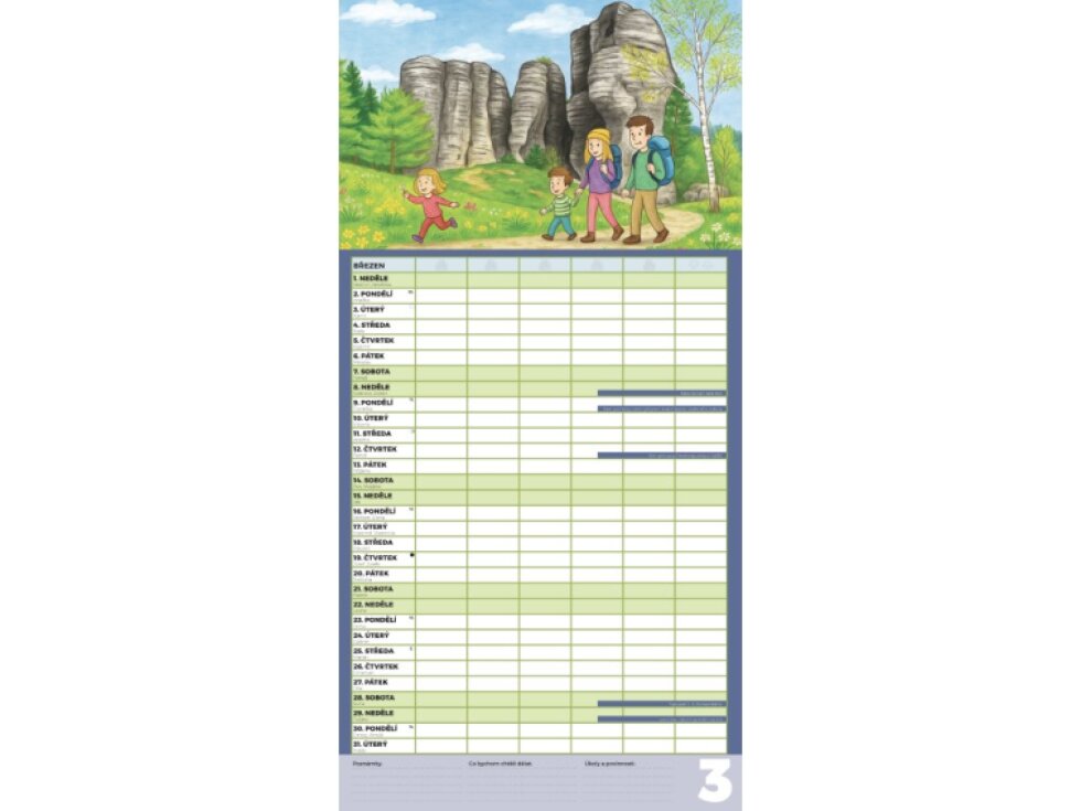 Rodinný plánovací kalendář 2026 velký nástěnný