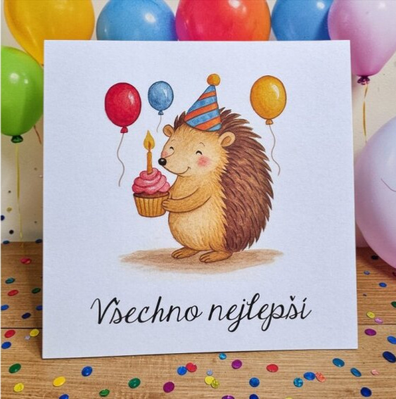Přáníčko k narozeninám - ježek