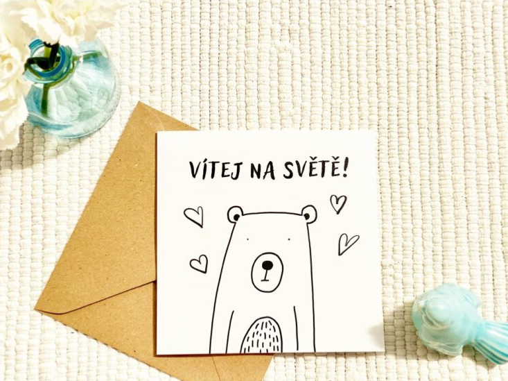 Přáníčko narození dítěte - medvěd