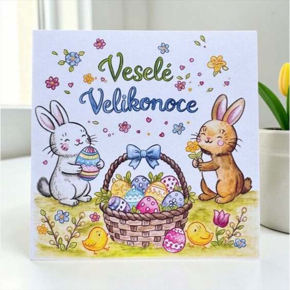 Přáníčko k Velikonocům - zajíčci