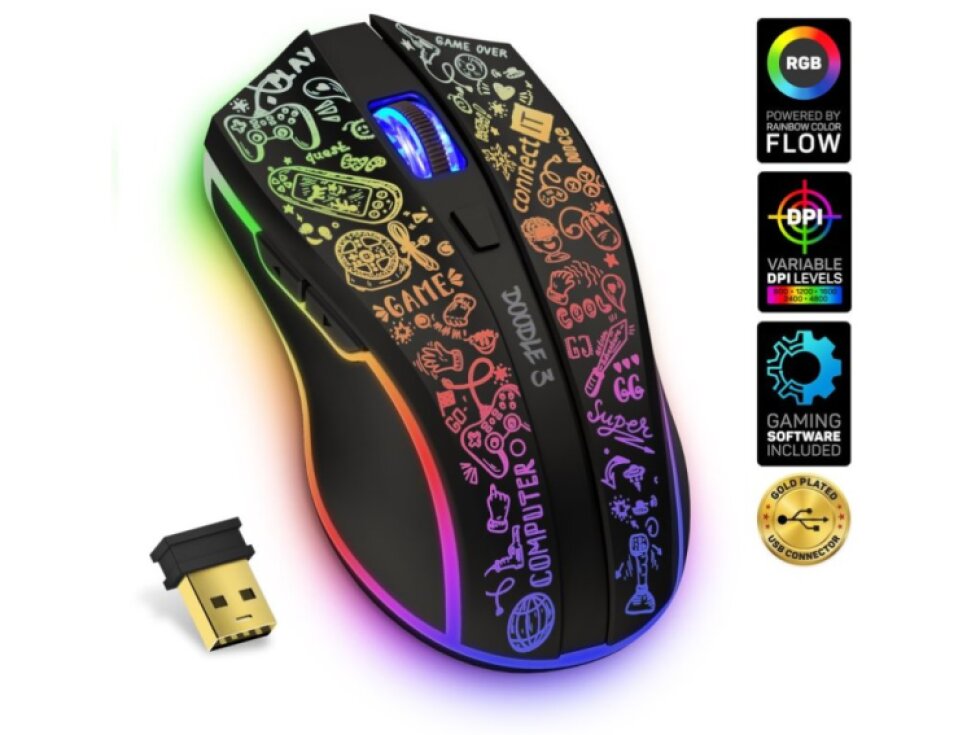 Connect IT Doodle 3: Bezdrôtová herná myš s RGB podsvietením