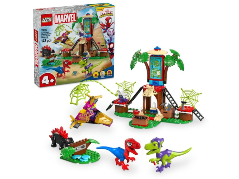 LEGO® Marvel Spidey a jeho úžasní přátelé Spidey, Gobby a raptoří bitva na základně na stromě 11200