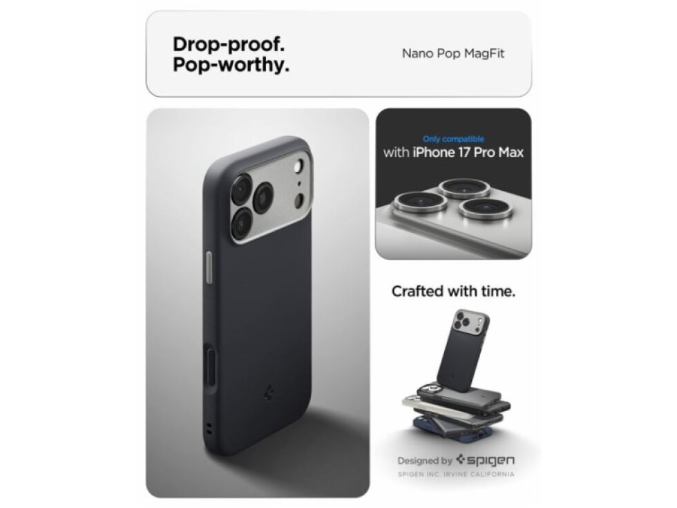 Spigen Nano Pop MagSafe Kryt pre iPhone 17 Pro Max - Čierny Sezam