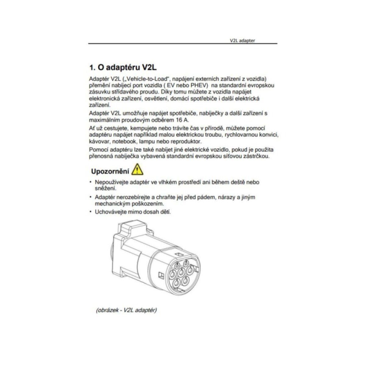 ADAPTÉR V2L 1 FÁZE / 16 A / 3,7 KW FOR PHEV/EV