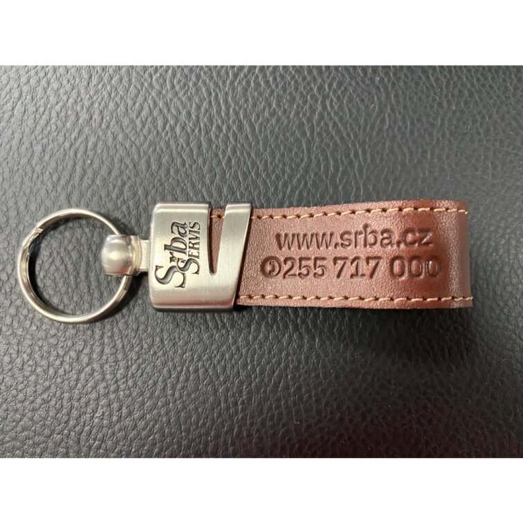 Klíčenka SRBA SERVIS kombinace hnědá kůže a nerezová ocel