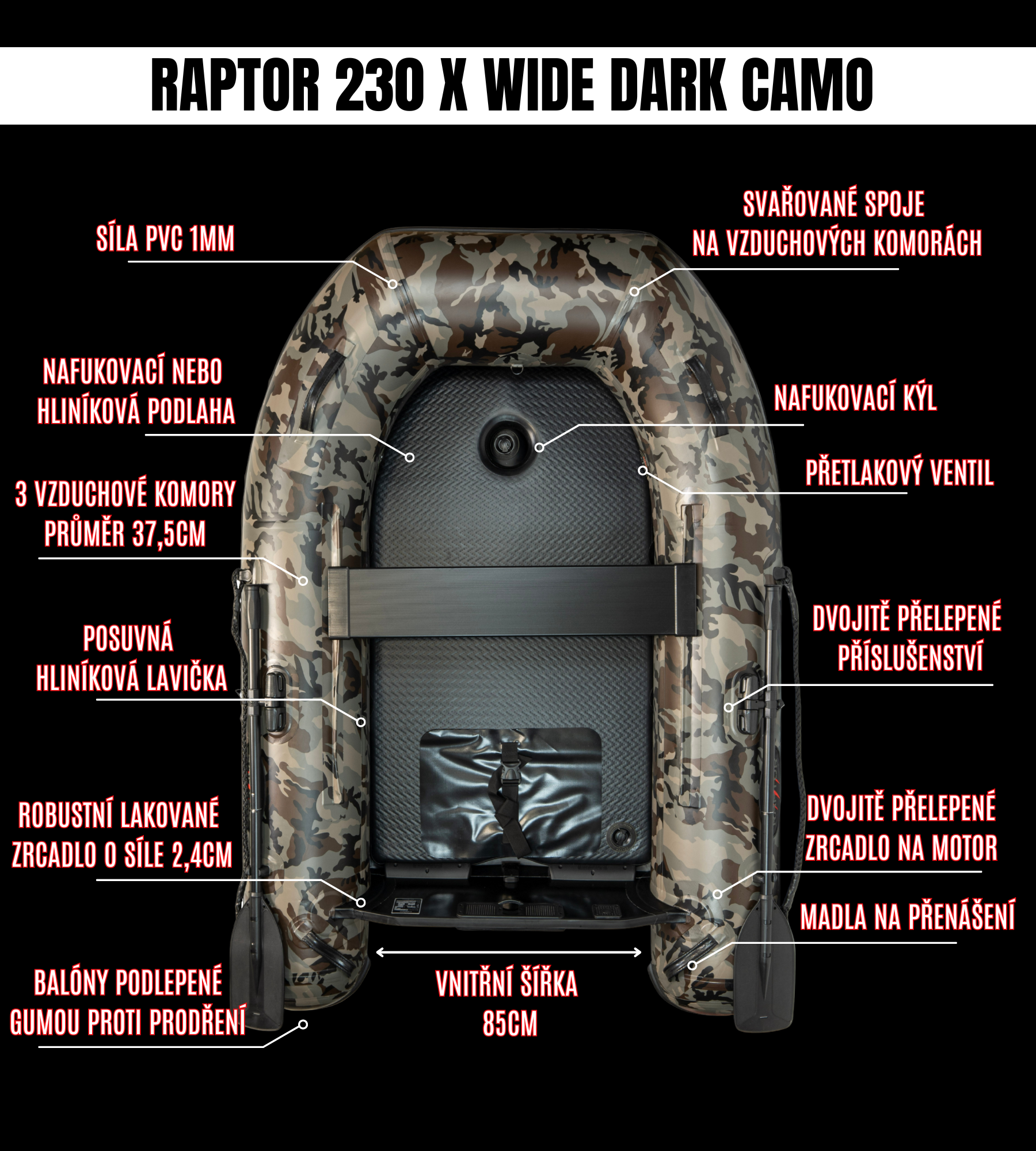 ČLUN RAPTOR 230 X WIDE AIR/ALU CAMO