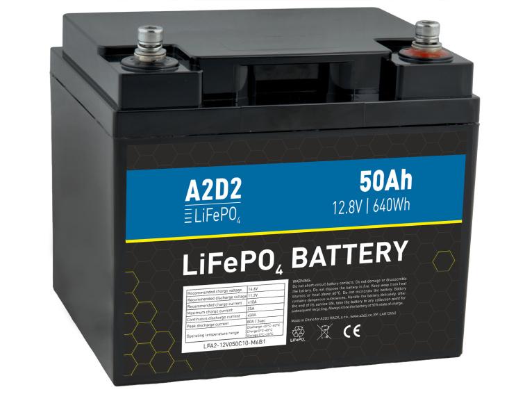 A2D2 Lithiová Baterie LiFePO4 12,8V 50Ah M6 REPT Cells