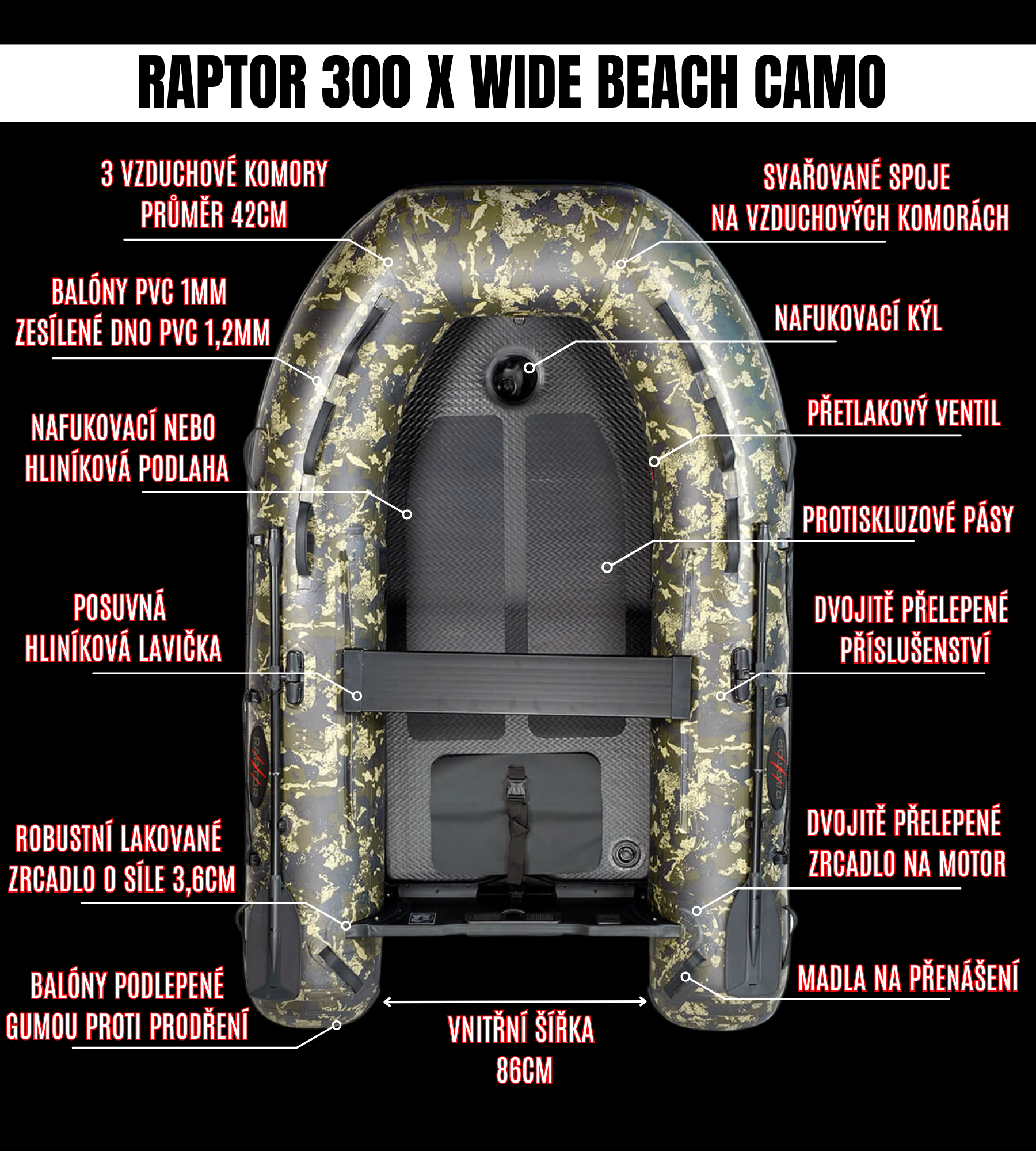 ČLUN RAPTOR 300 X WIDE BEACH CAMO