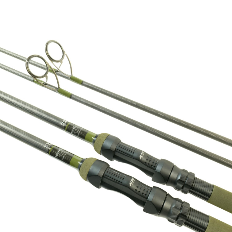 Harrison kaprový prut Aviator Plus 2 12ft 3,5lb, Green Elite Edition, Alps ARD Black Matt, Kigan ZDZ 50mm Gunsmoke, Green Olive Duplon
