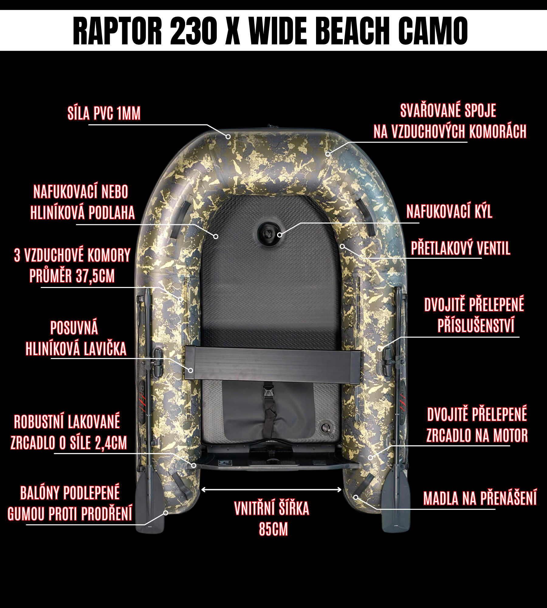 ČLUN RAPTOR 230 X WIDE AIR/ALU BEACH CAMO