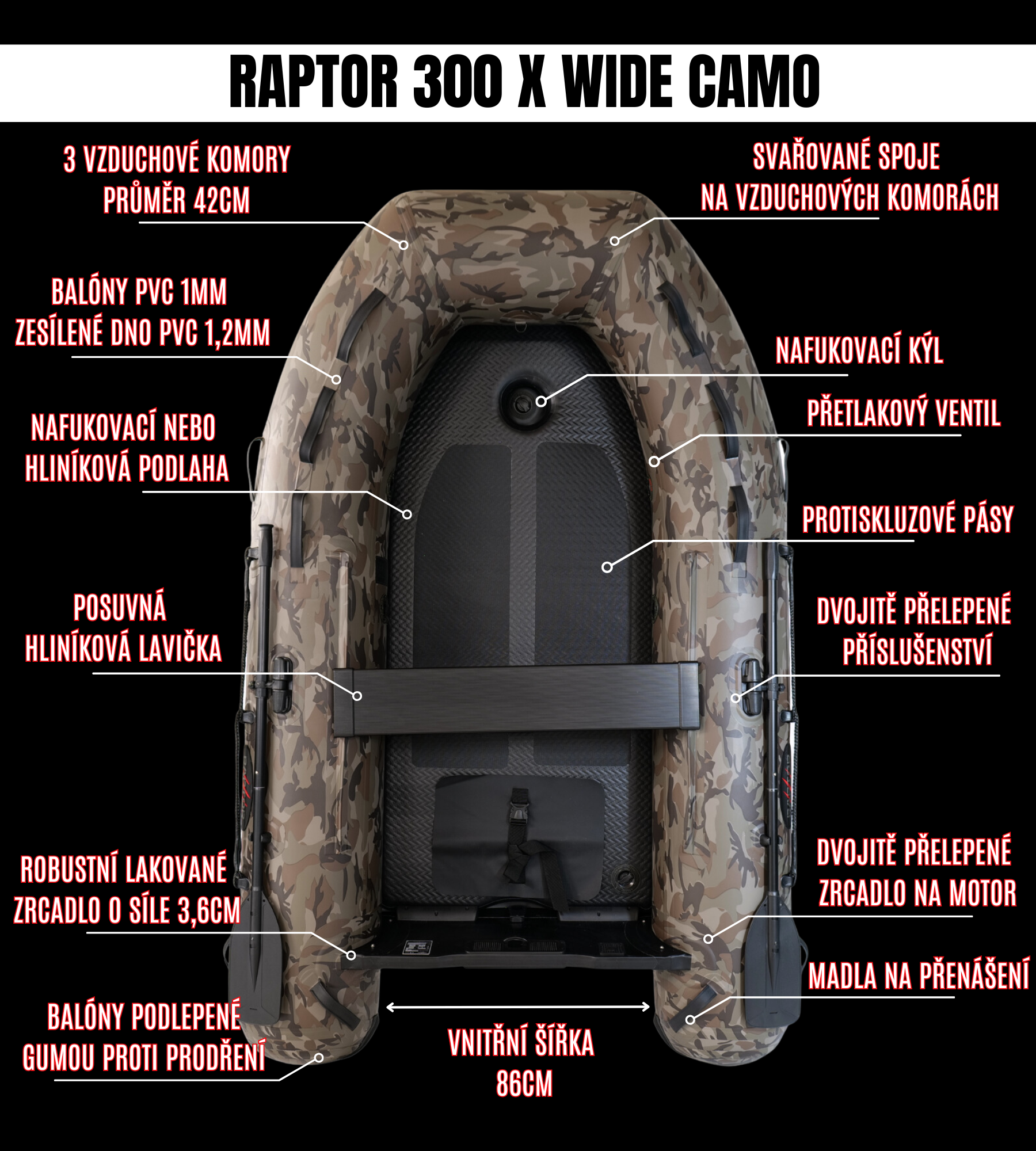 ČLUN RAPTOR 300 X WIDE CAMO
